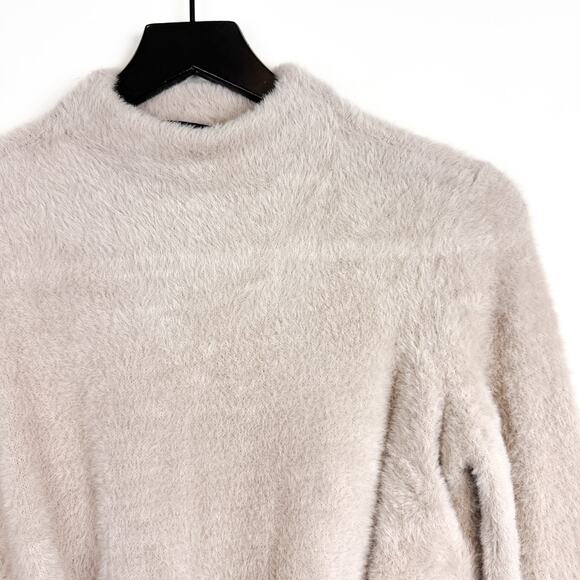 Ann Taylor Fuzzy Knit Mock Neck Sweater Beige - XS - Picture 2 of 8